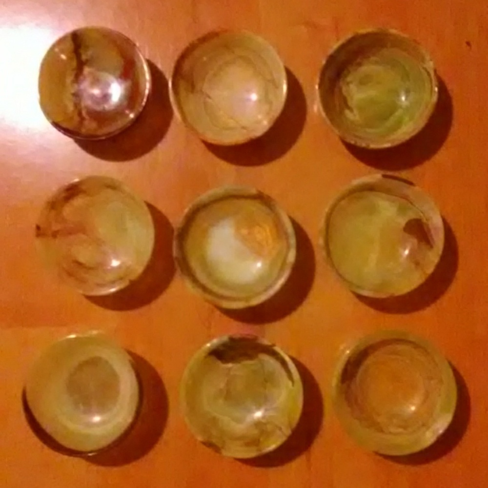 3" AGATE BOWLS, SET OF 9